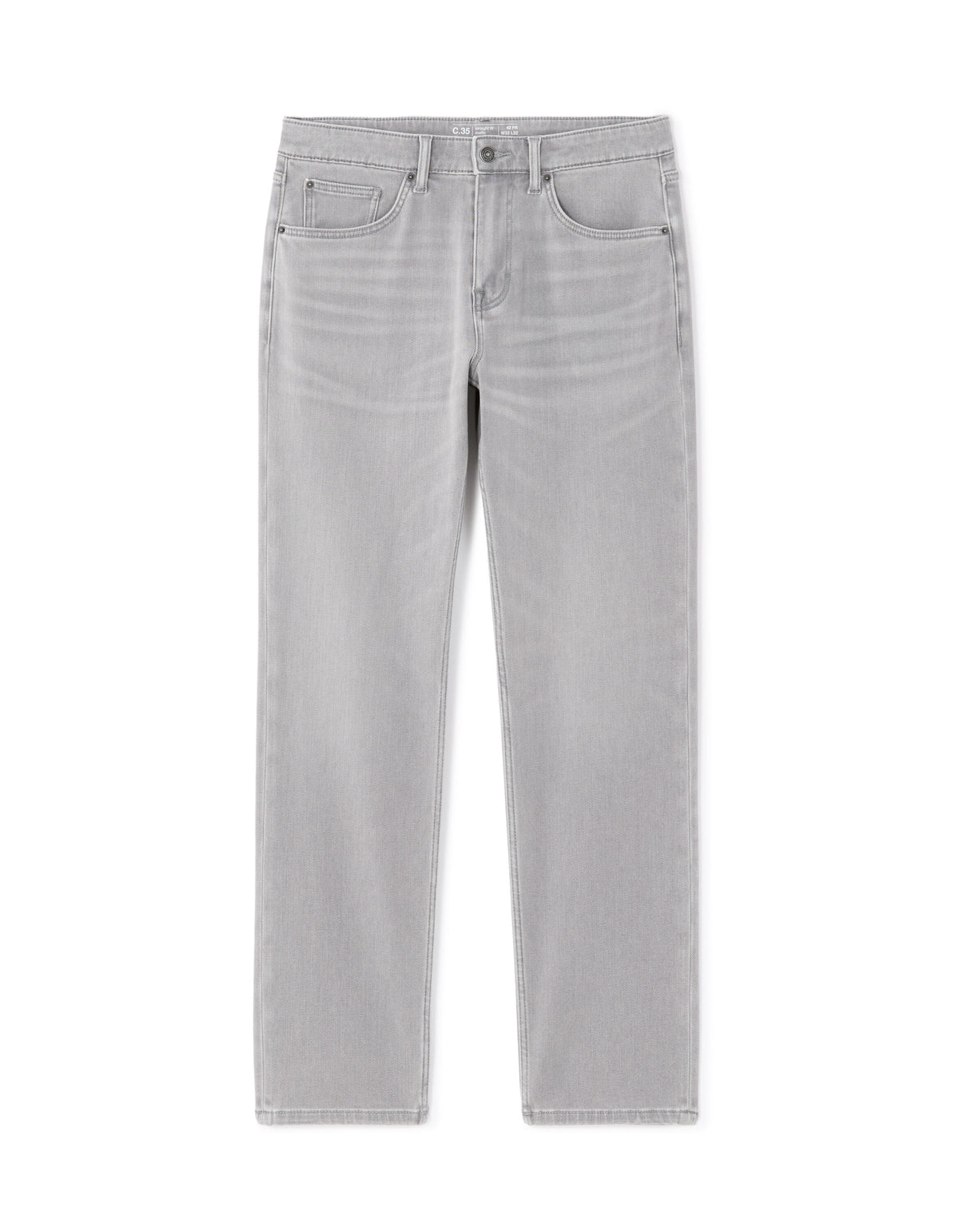 Straight Fit 100% Cotton Solid Jeans - Grey