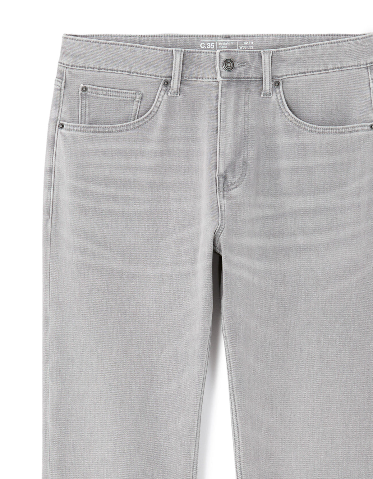 Straight Fit 100% Cotton Solid Jeans - Grey