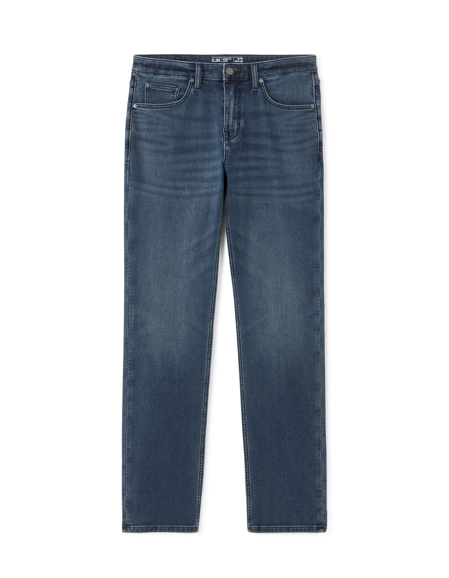 Straight Fit 100% Cotton Solid Jeans - Navy Blue