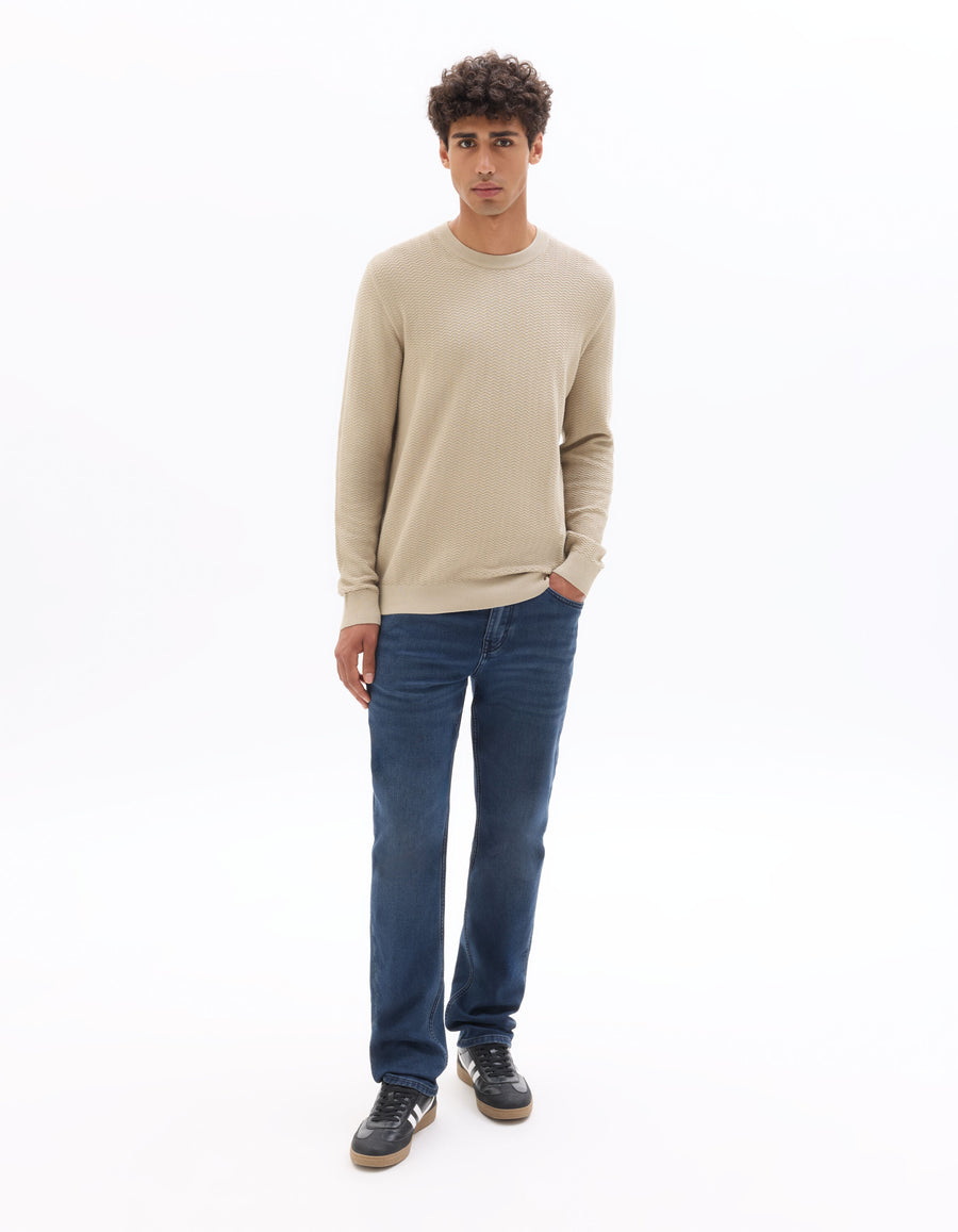 Straight Fit 100% Cotton Solid Jeans - Navy Blue