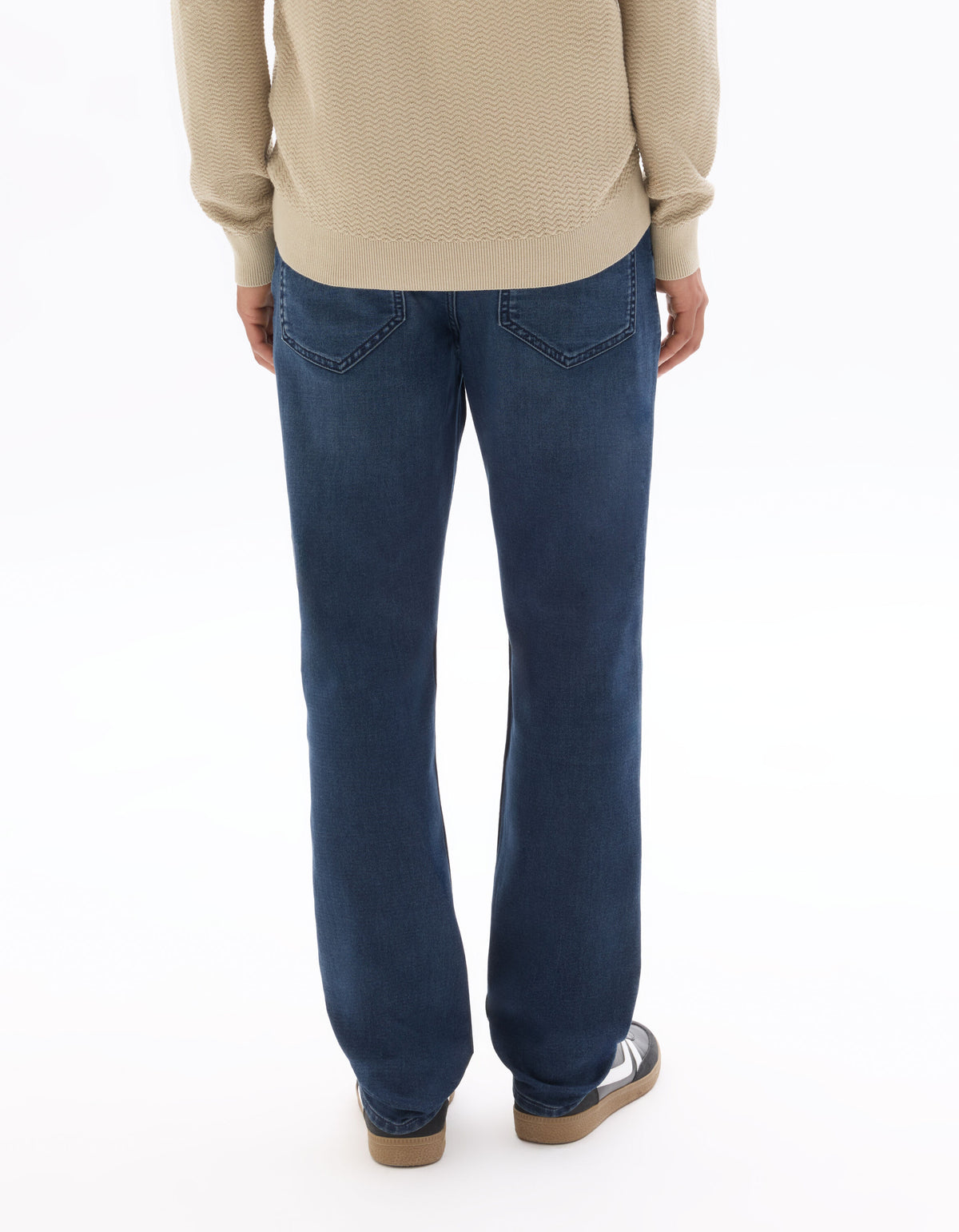 Straight Fit 100% Cotton Solid Jeans - Navy Blue