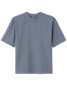 Oversized Fit Cotton Blend Crew Neck T-Shirt - Blue