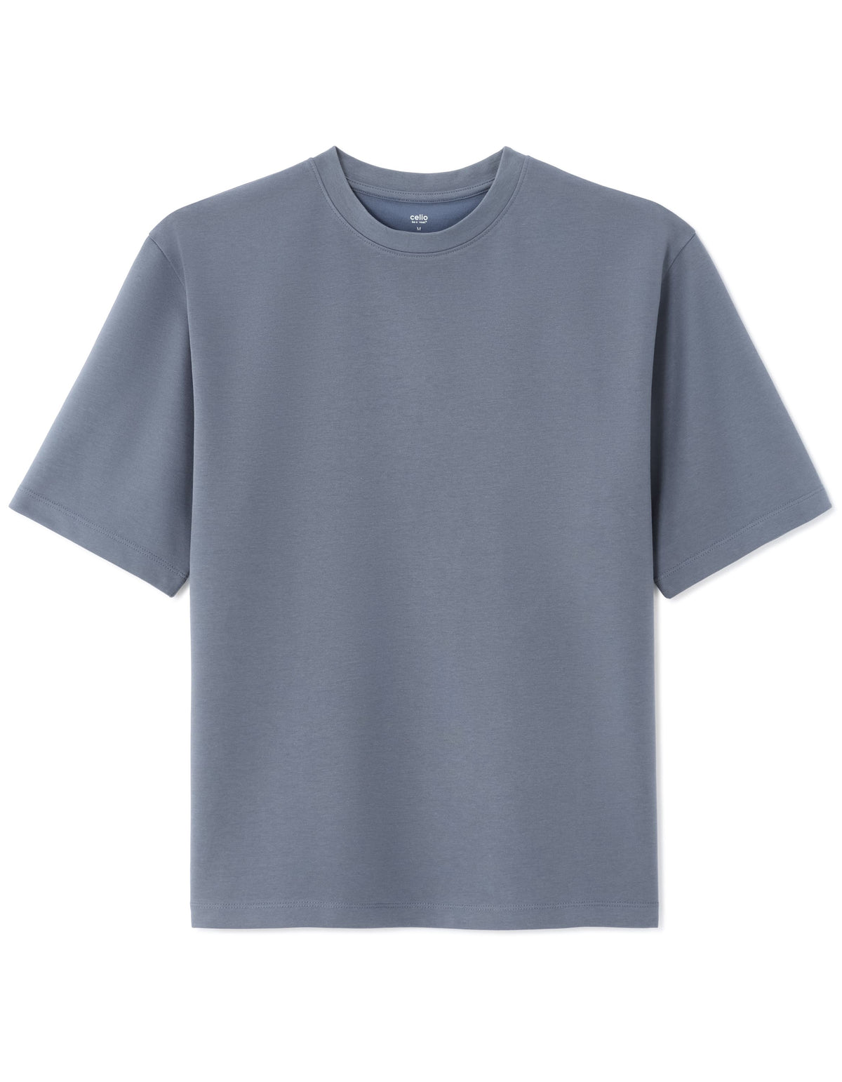 Oversized Fit Cotton Blend Crew Neck T-Shirt - Blue