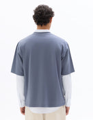 Oversized Fit Cotton Blend Crew Neck T-Shirt - Blue