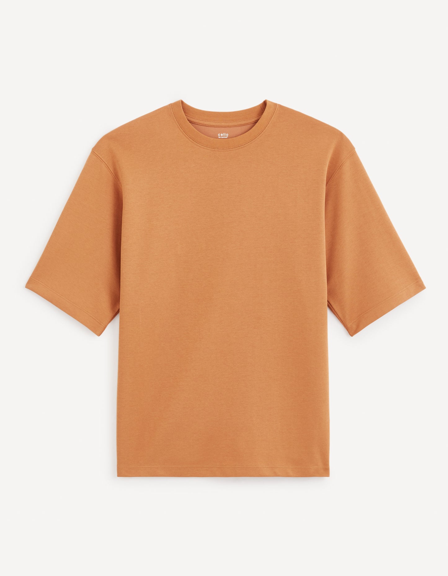 Celio* Printed Boxy Fit Cotton Brown T-Shirt
