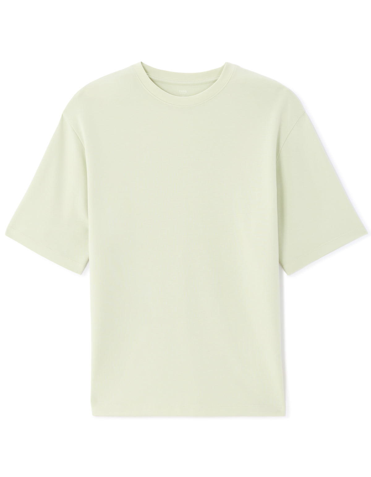 Oversized Fit Cotton Blend Crew Neck T-Shirt - Light Green