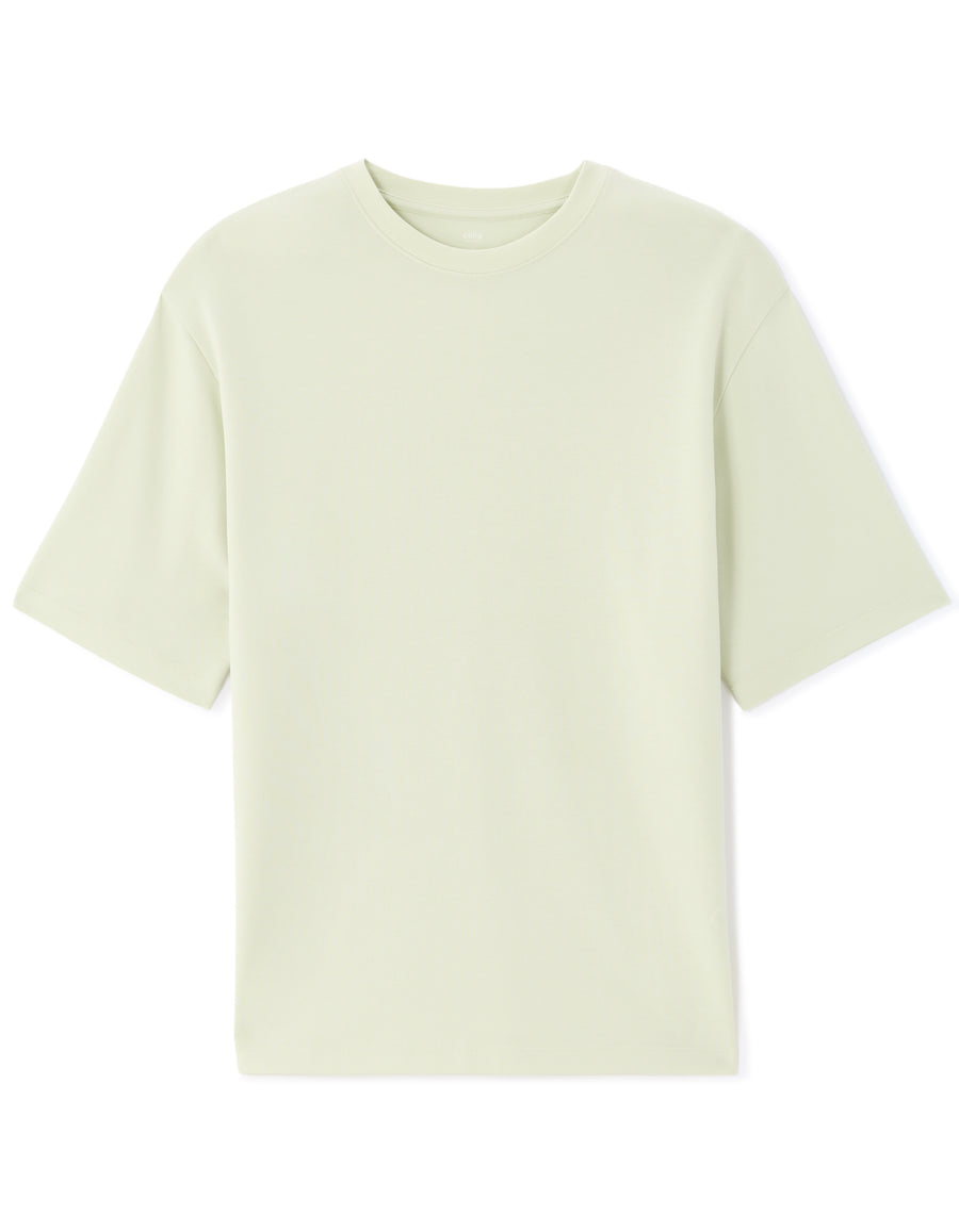 Oversized Fit Cotton Blend Crew Neck T-Shirt - Light Green