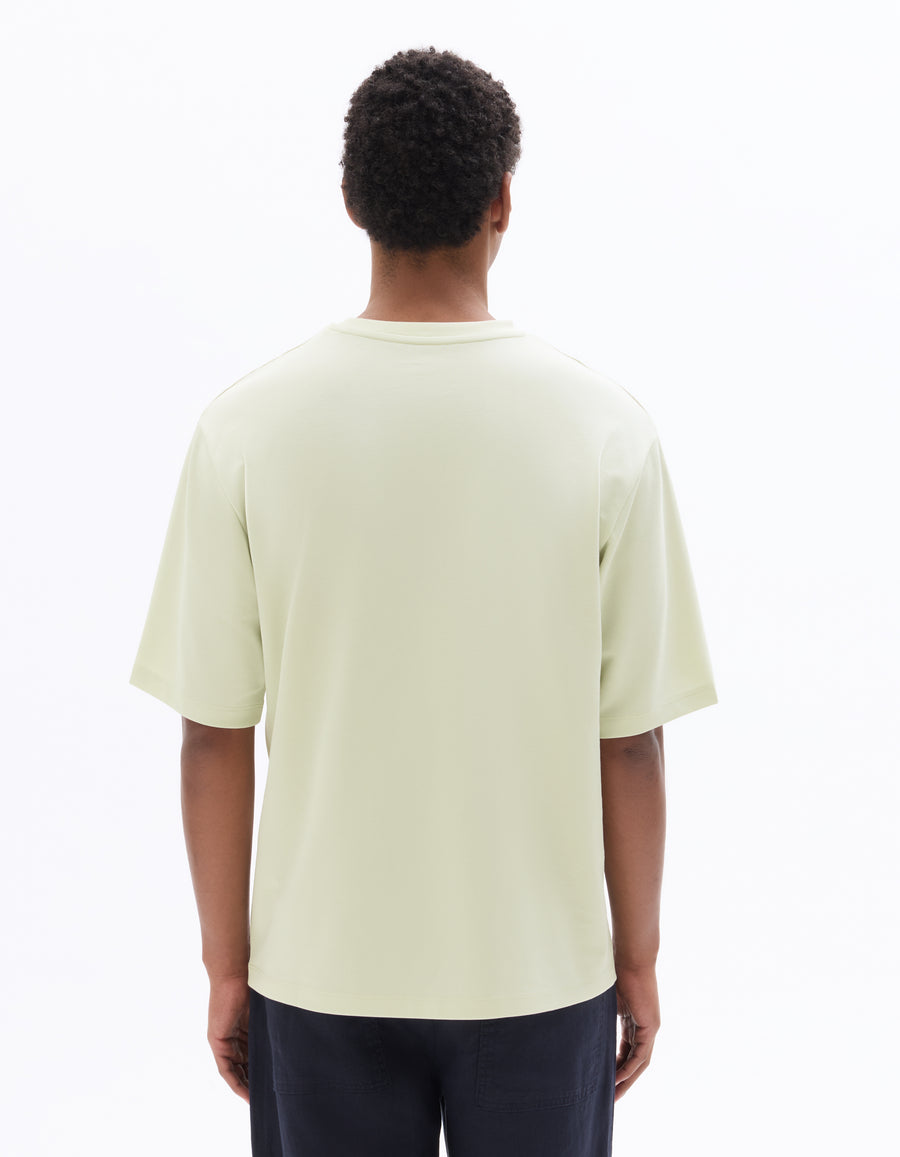 Oversized Fit Cotton Blend Crew Neck T-Shirt - Light Green