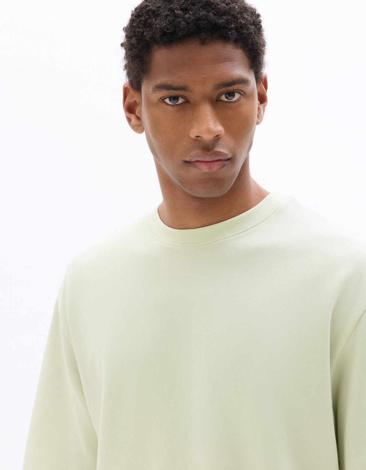 Oversized Fit Cotton Blend Crew Neck T-Shirt - Light Green
