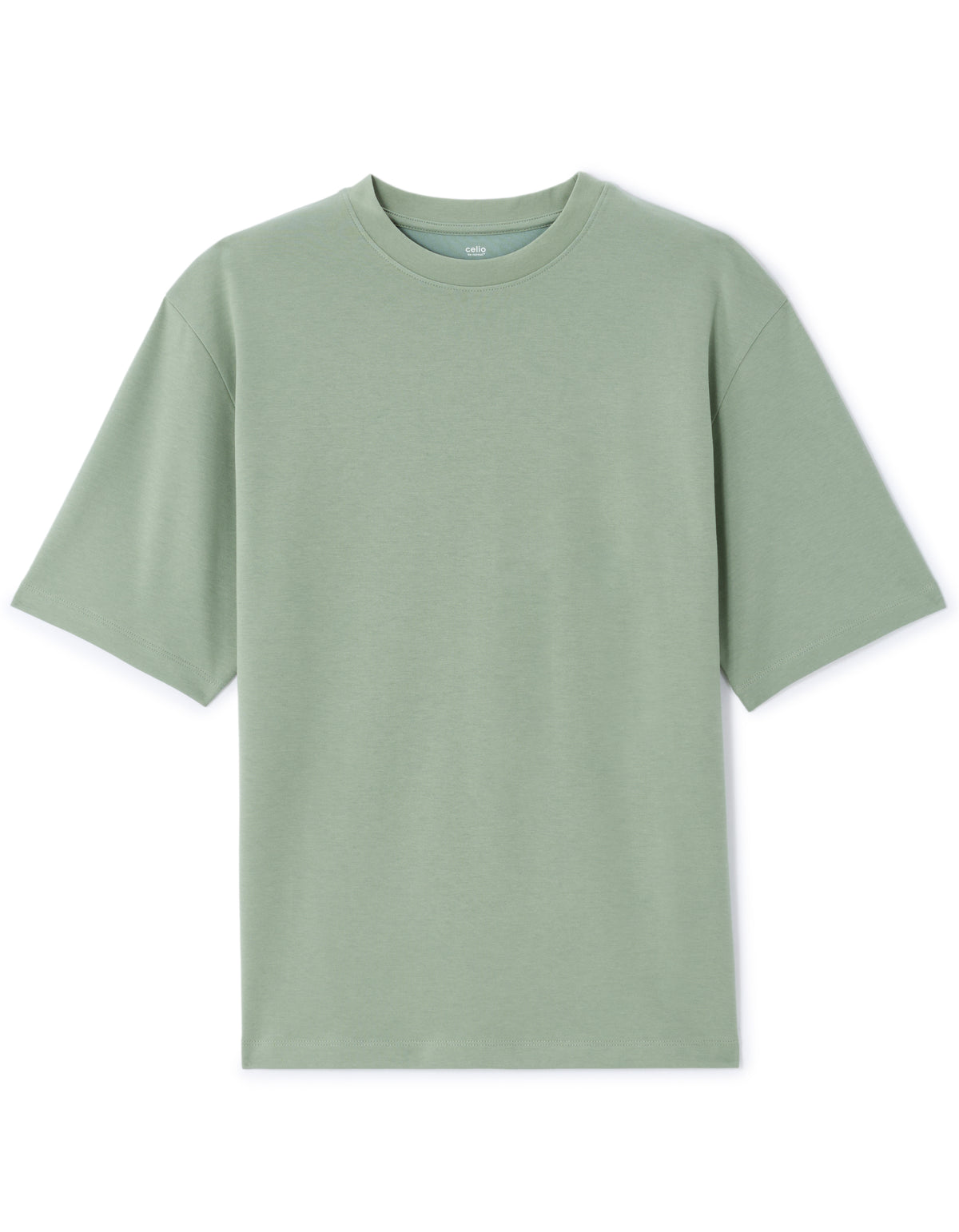 Oversized Fit Cotton Blend Crew Neck T-Shirt - Light Green