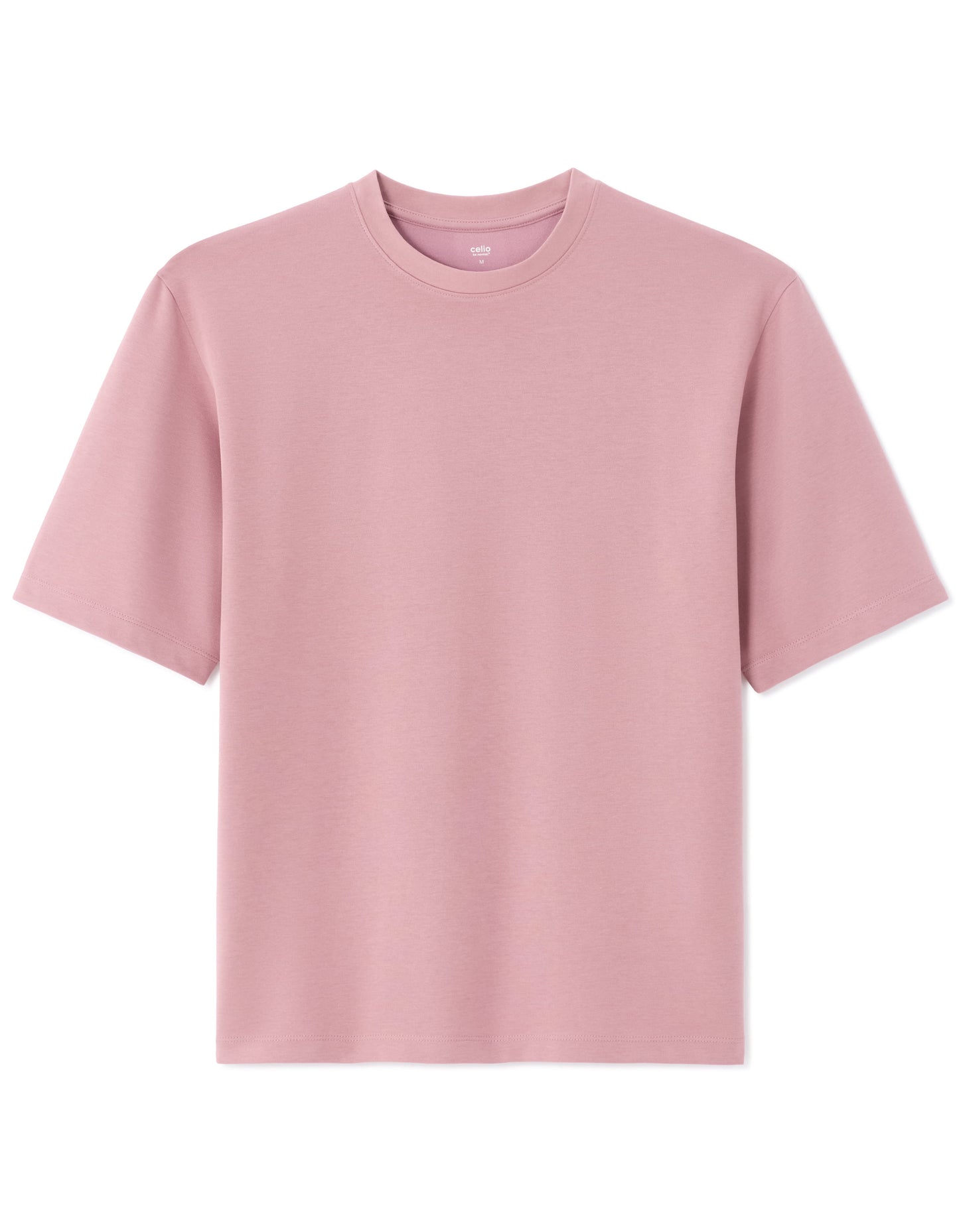 Oversized Fit Cotton Blend Crew Neck T-Shirt - Pink