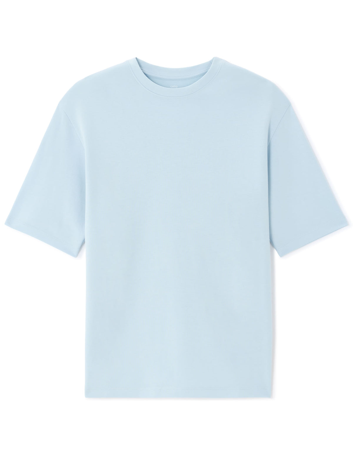 Oversized Fit Cotton Blend Crew Neck T-Shirt - Sky Blue
