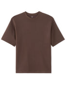 Oversized Fit Cotton Blend Crew Neck T-Shirt - Brown
