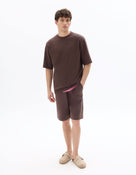 Oversized Fit Cotton Blend Crew Neck T-Shirt - Brown