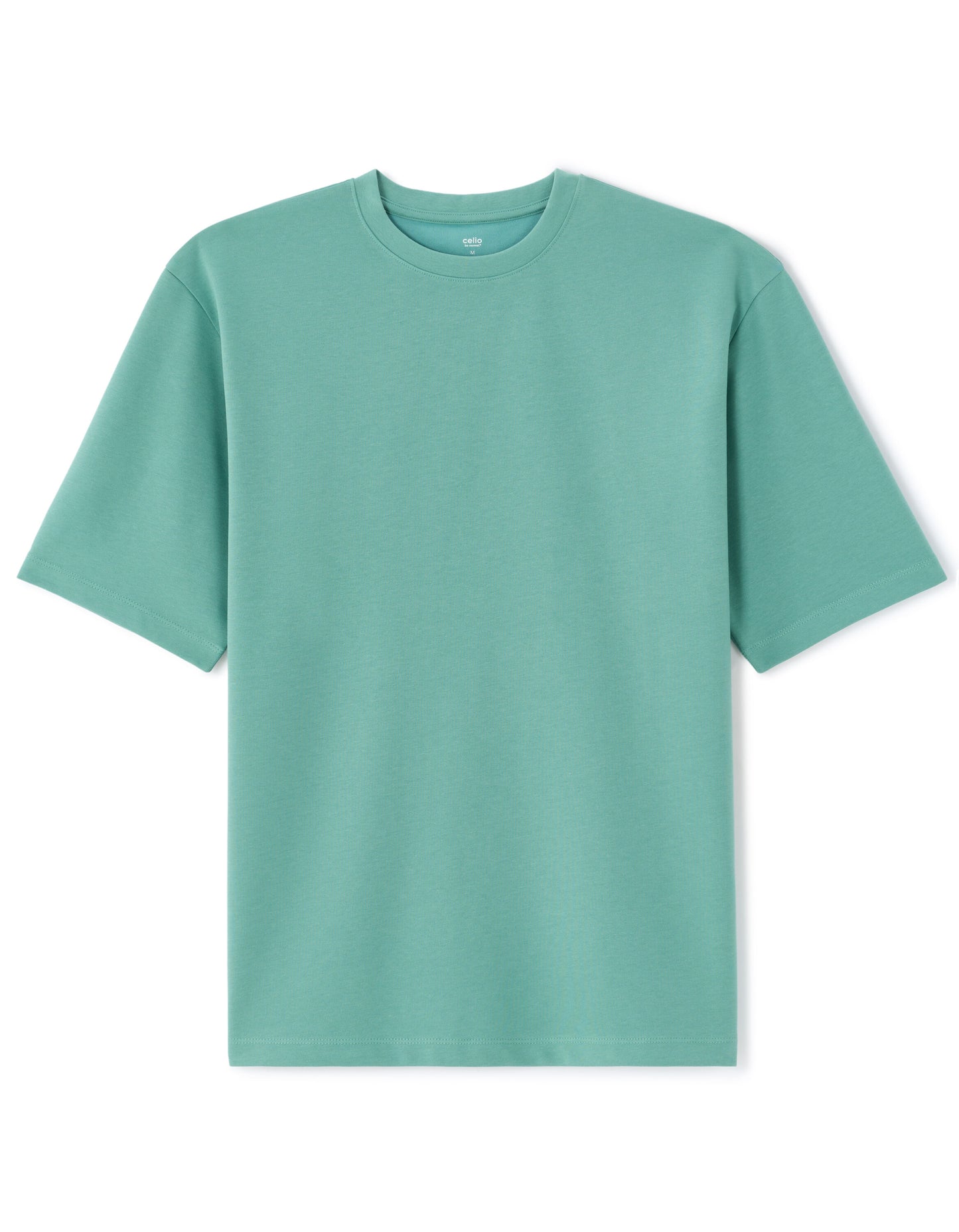 Oversized Fit Cotton Blend Crew Neck T-Shirt - Blue
