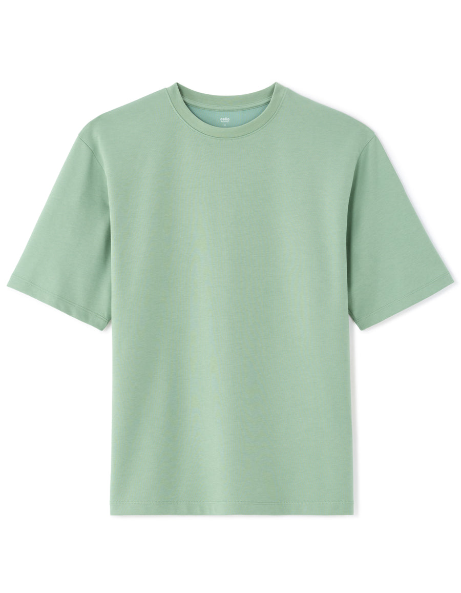 Oversized Fit Cotton Blend Crew Neck T-Shirt - Green