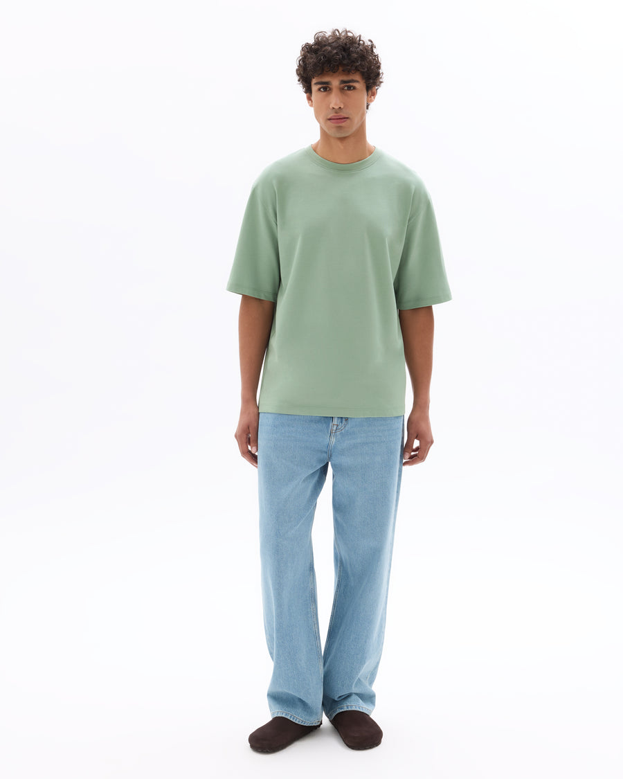 Oversized Fit Cotton Blend Crew Neck T-Shirt - Green