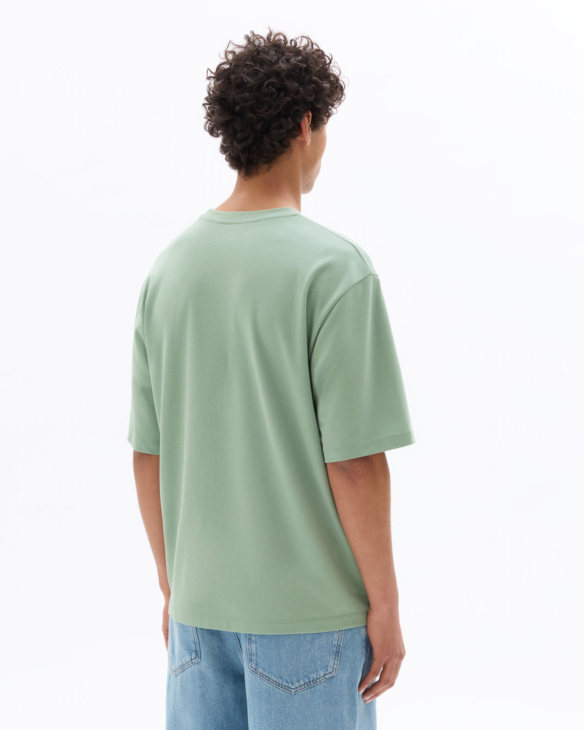 Oversized Fit Cotton Blend Crew Neck T-Shirt - Green