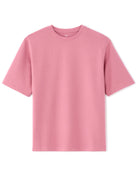 Oversized Fit Cotton Blend Crew Neck T-Shirt - Pink