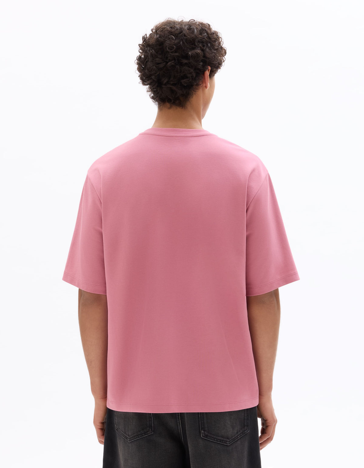 Oversized Fit Cotton Blend Crew Neck T-Shirt - Pink