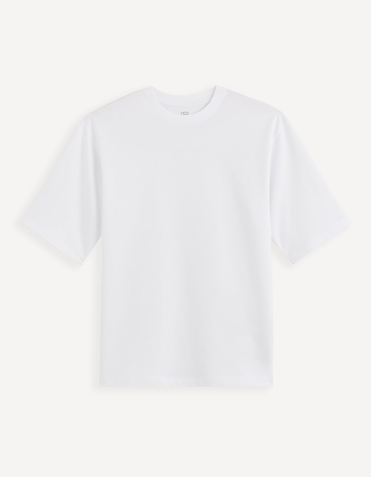 Celio* Solid Boxy Fit Cotton White T-Shirt