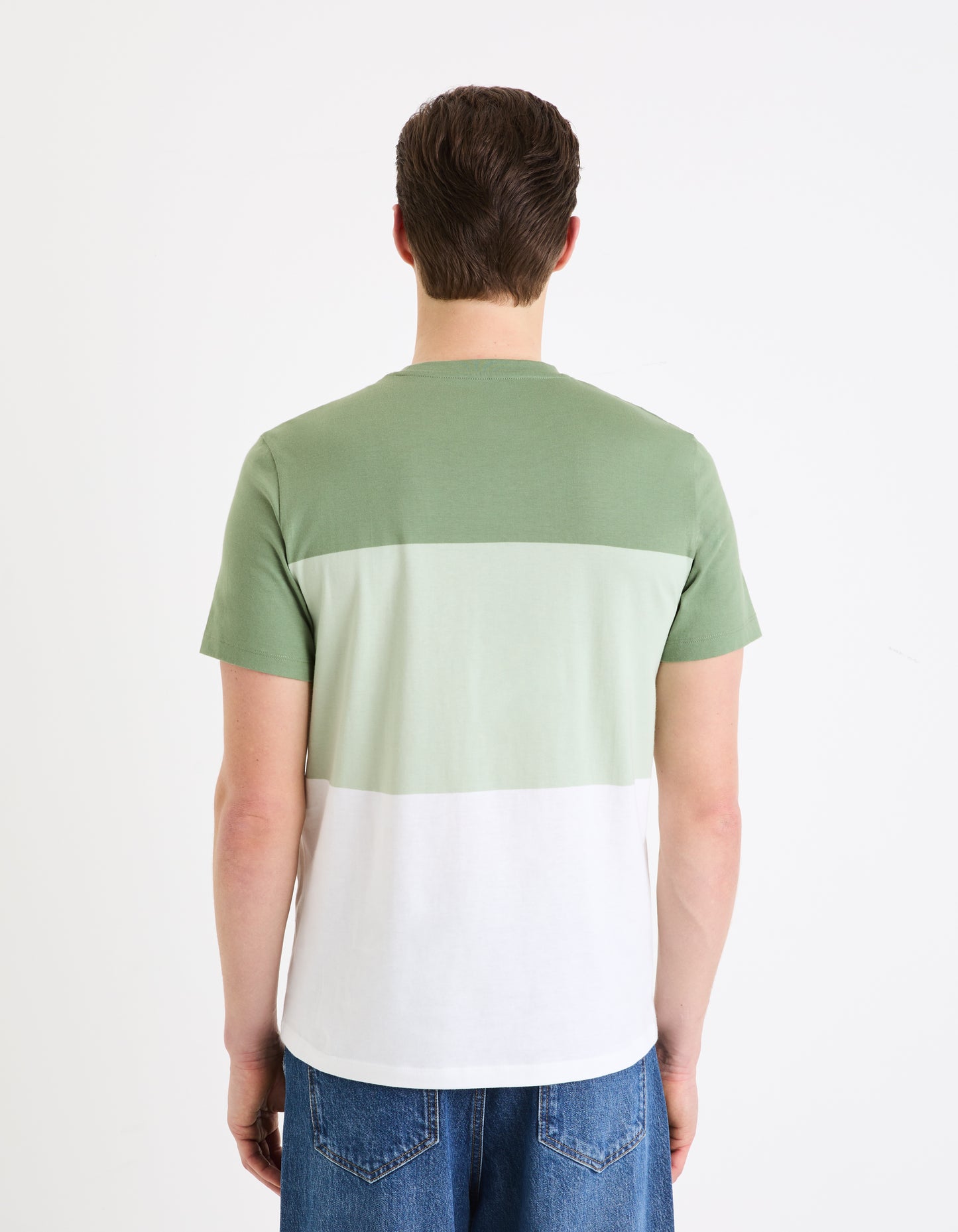 Celio* Colourblock Regular Fit Cotton Green T-Shirt