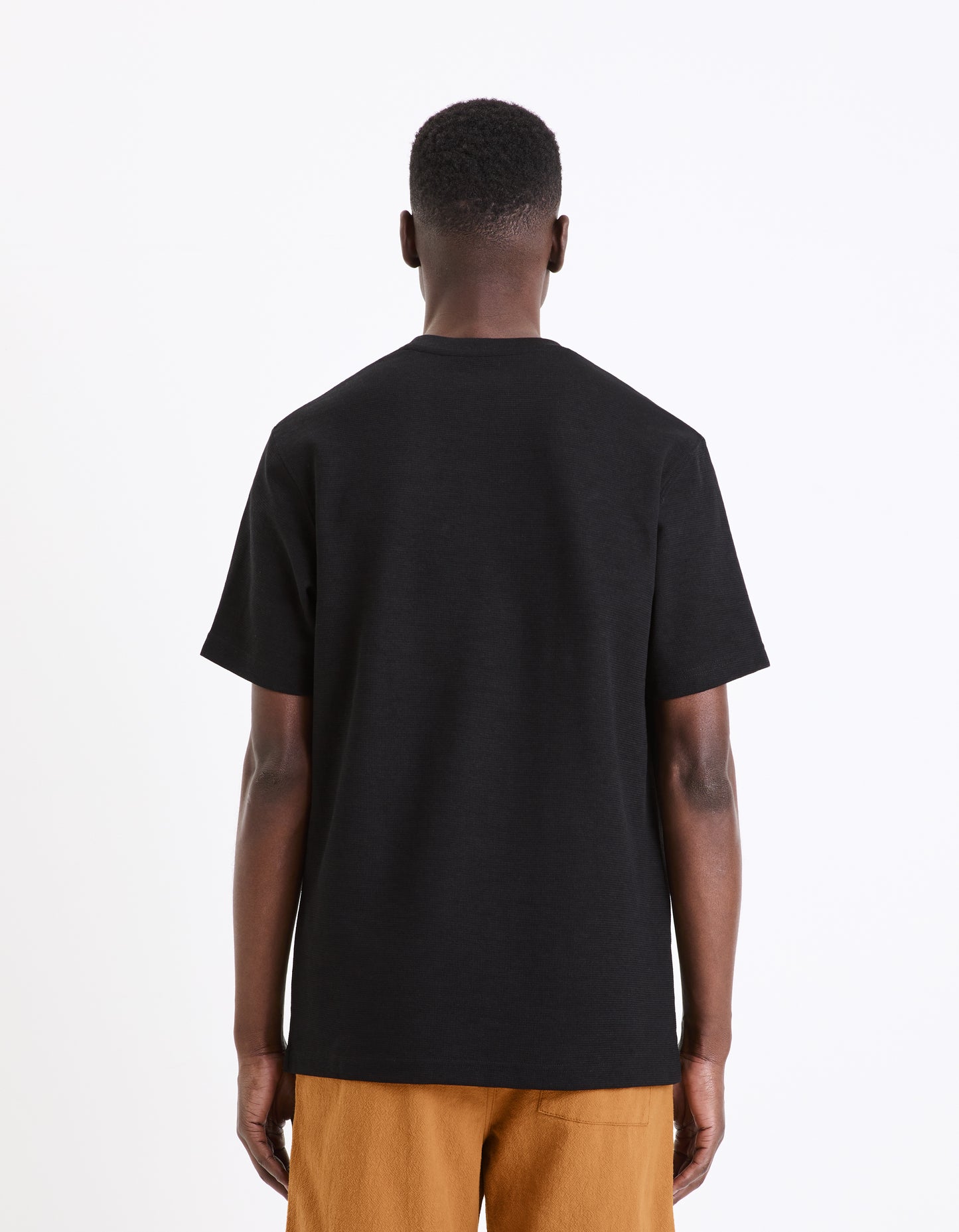 Celio* Solid Boxy Fit Cotton Black T-Shirt