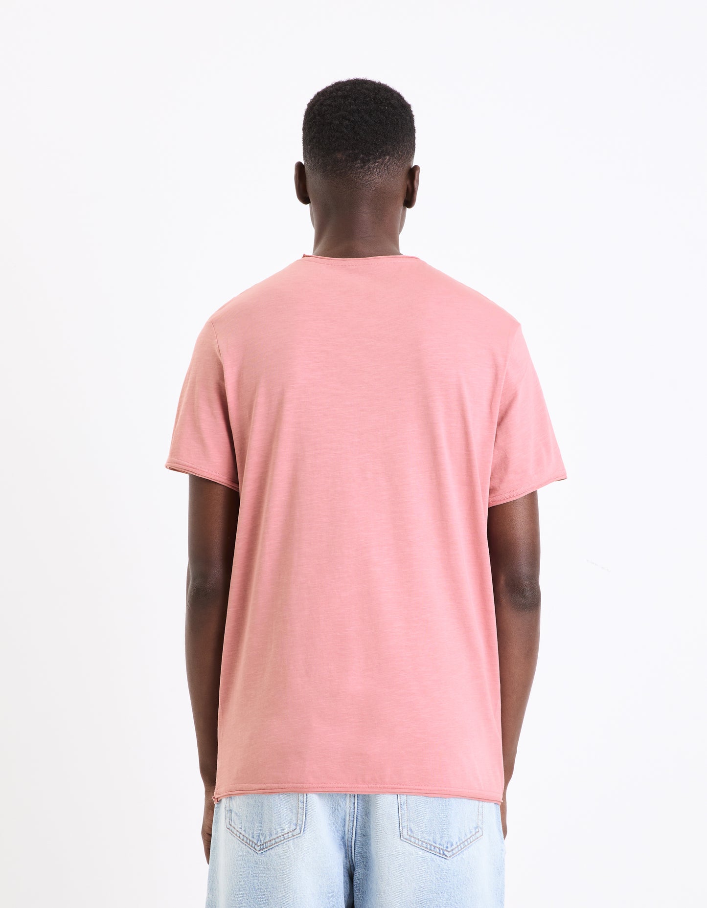 Celio* Solid Regular Fit Cotton Pink T-Shirt