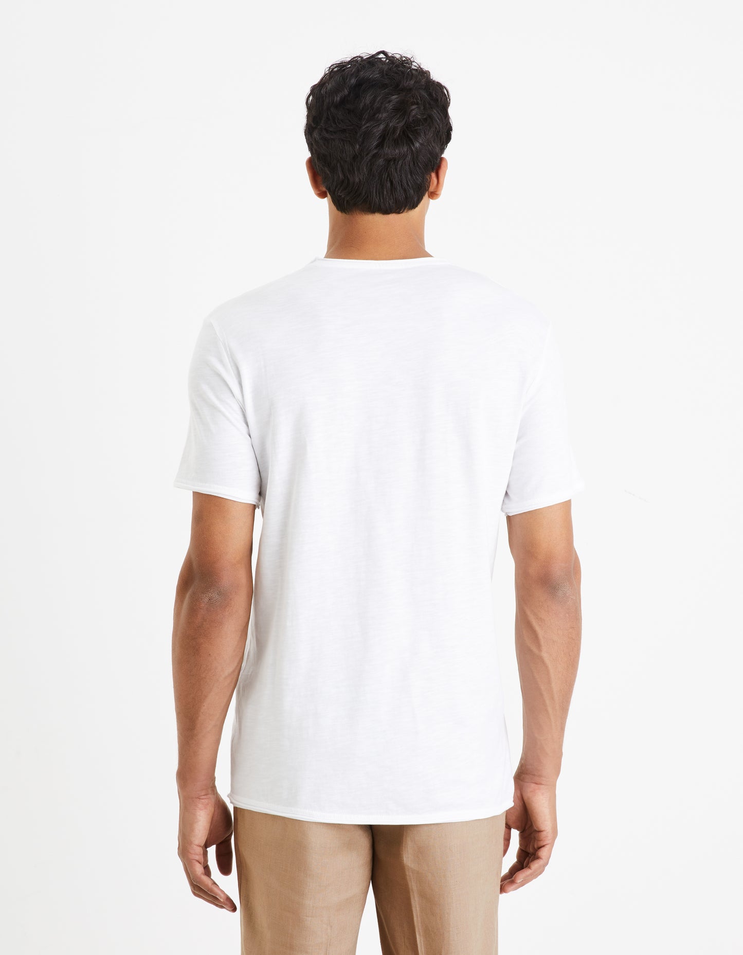 Celio* Solid Regular Fit Cotton White T-Shirt