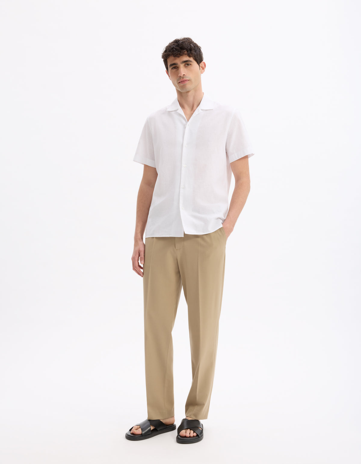 Slim Fit Cuban Collar Shirt - White