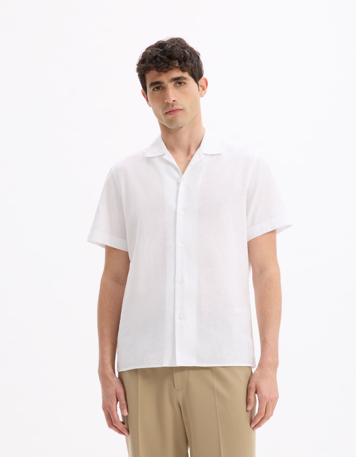 Slim Fit Cuban Collar Shirt - White