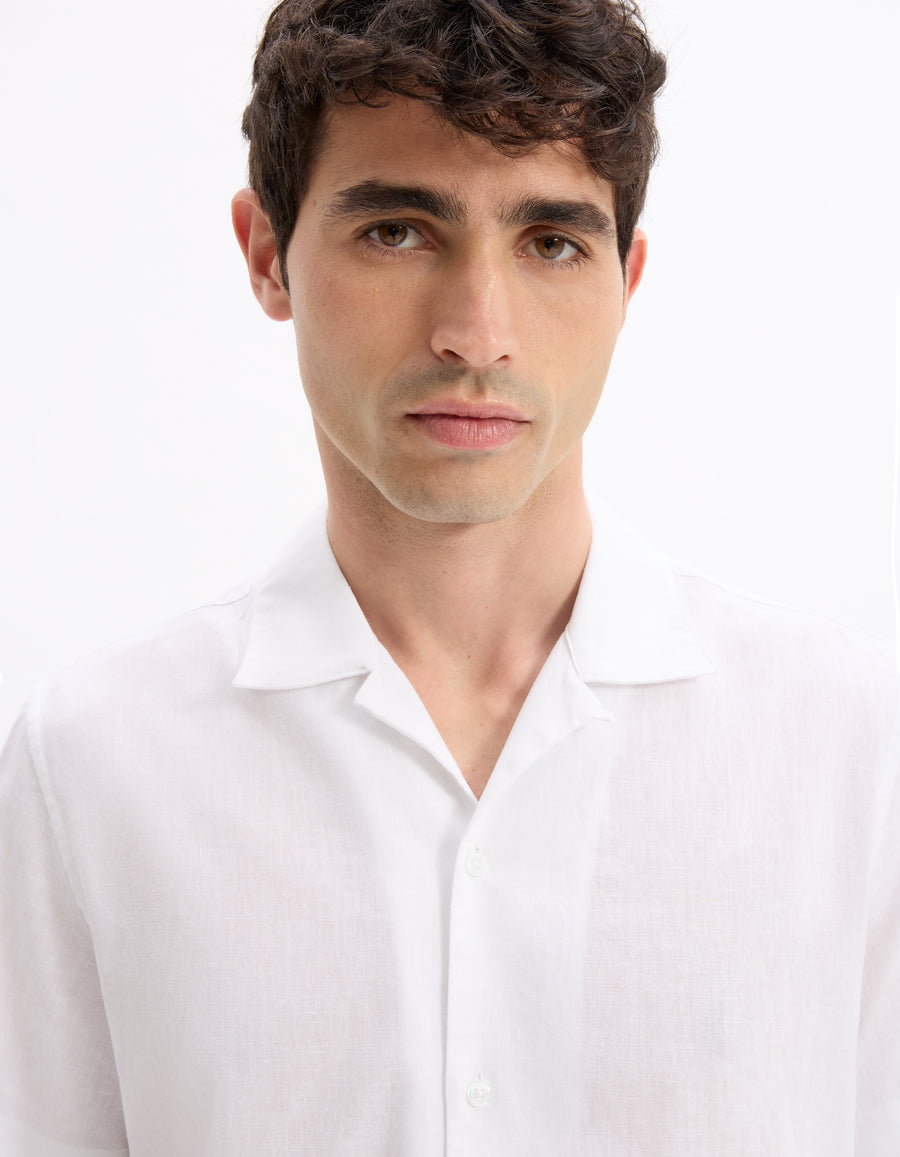 Slim Fit Cuban Collar Shirt - White