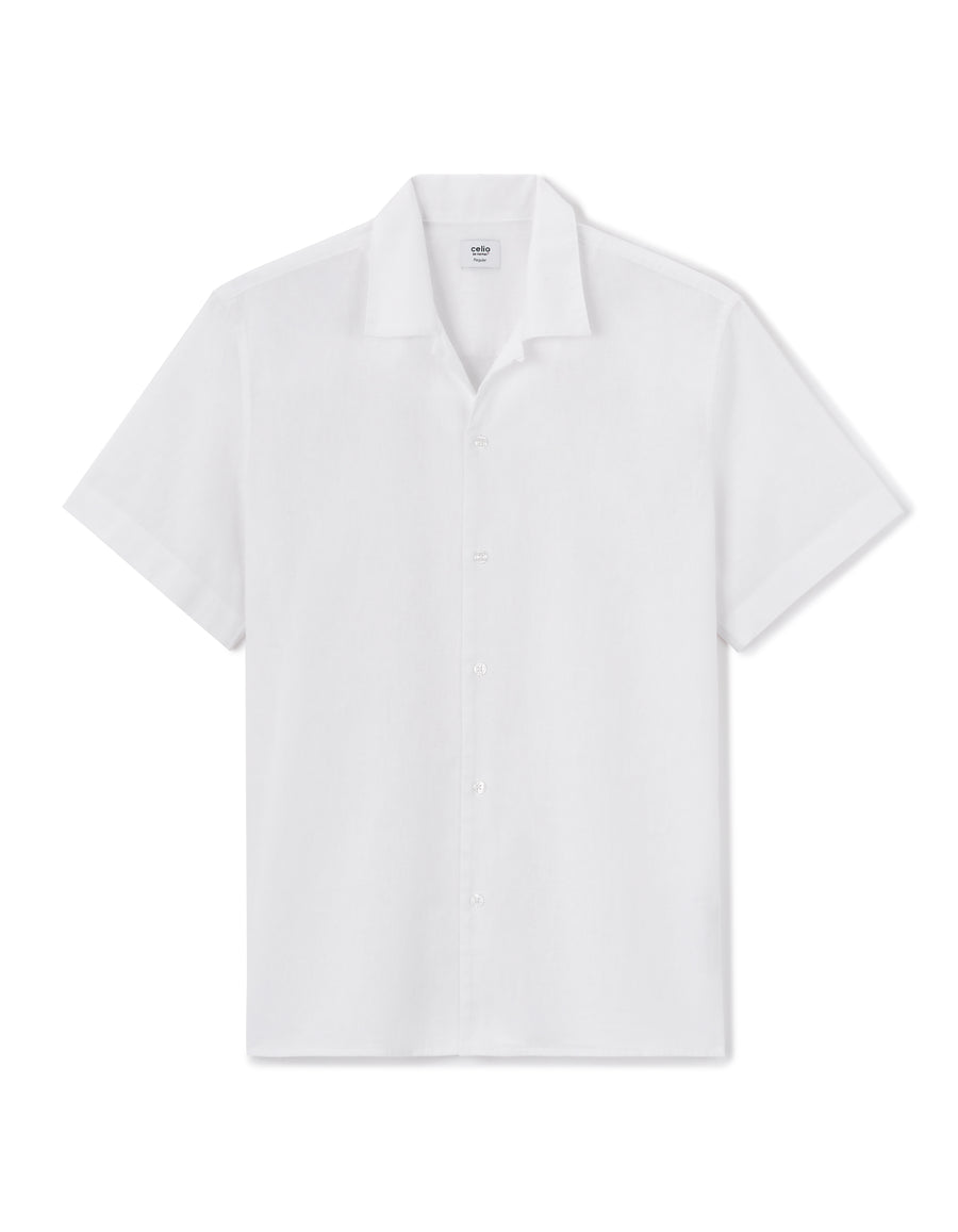 Slim Fit Cuban Collar Shirt - White