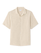 Regular Fit Cotton Linen Cuban Collar Shirt - Natural