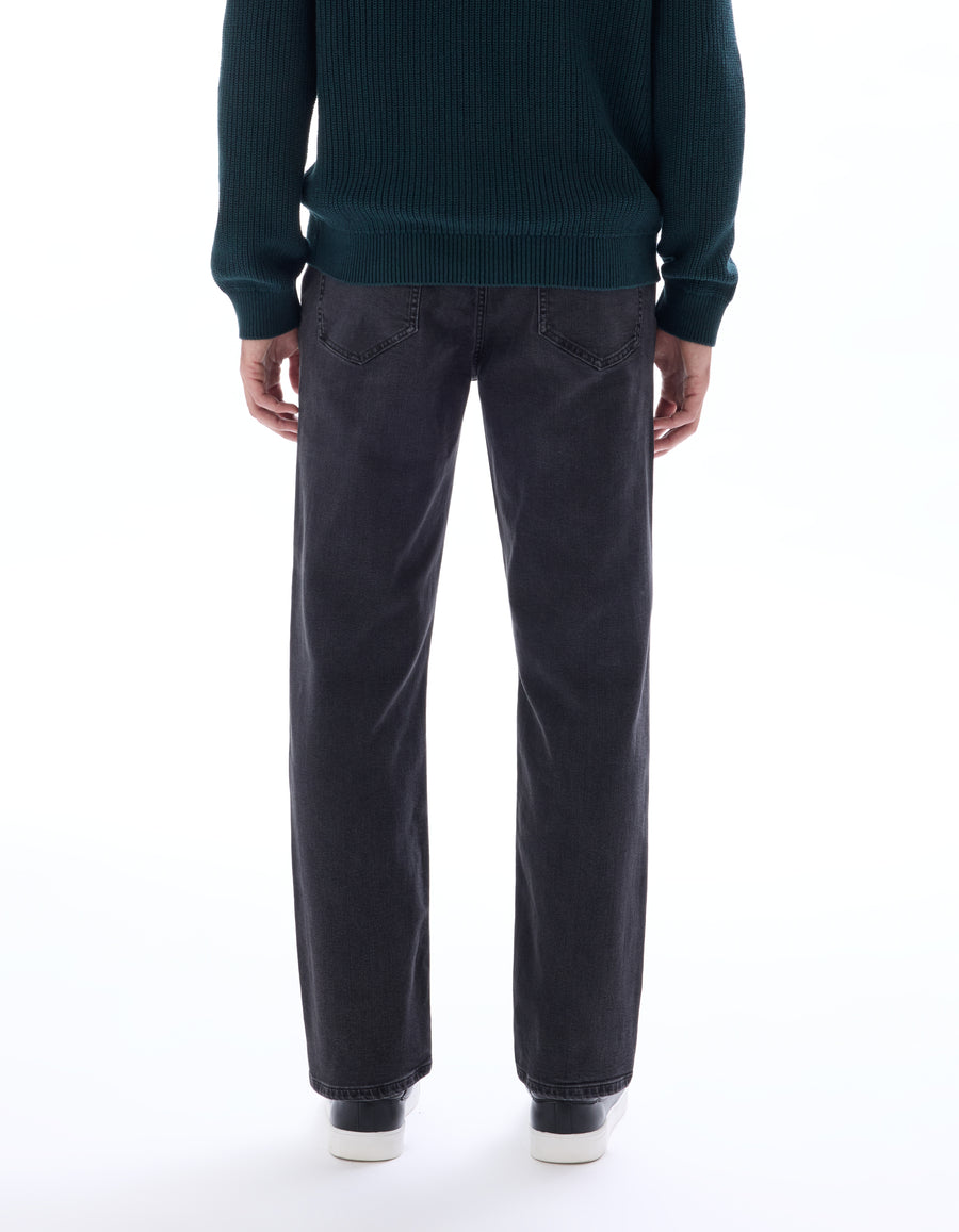 Straight Fit Stretch Cotton Jeans - Black
