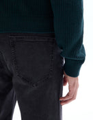 Straight Fit Stretch Cotton Jeans - Black