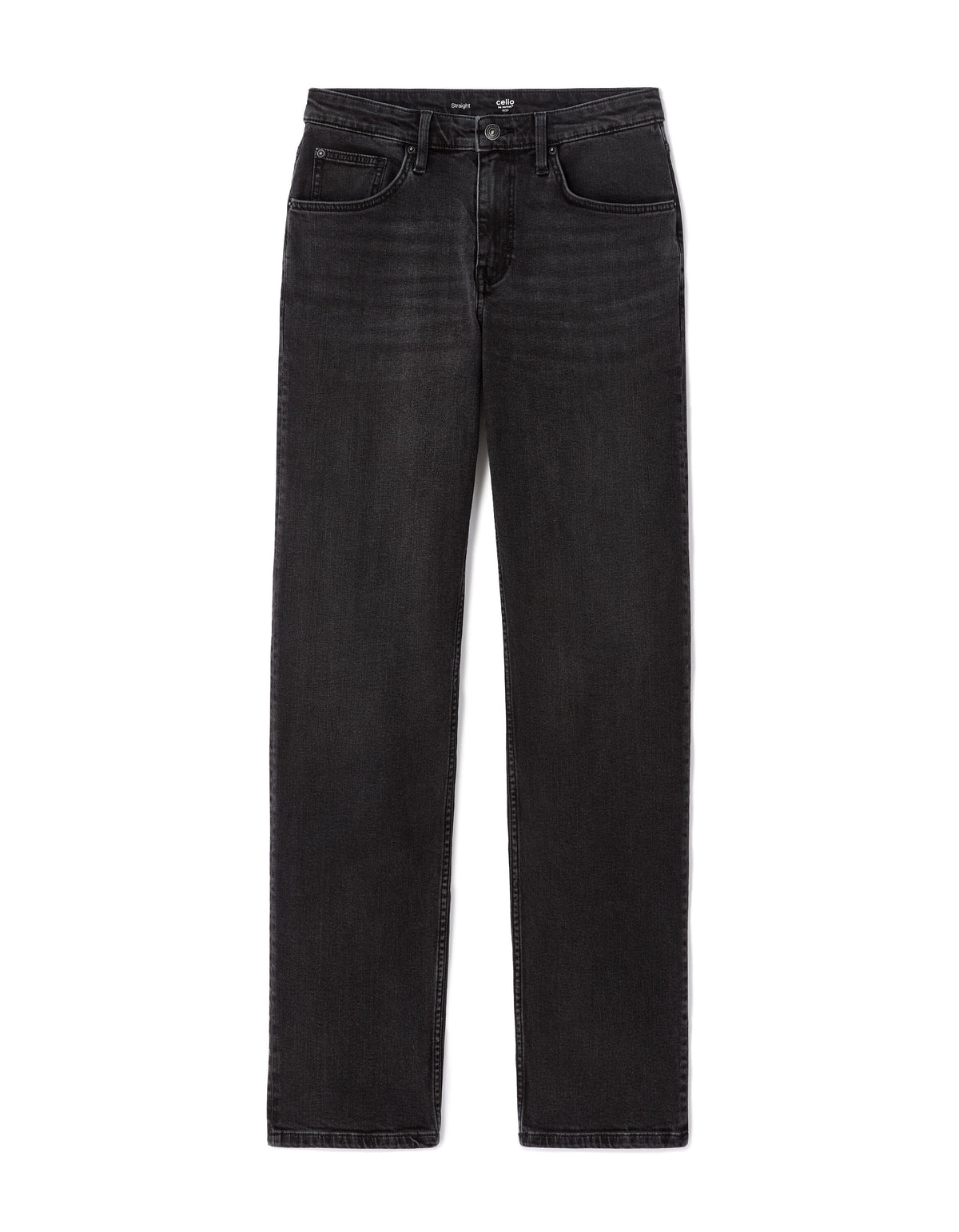 Straight Fit Stretch Cotton Jeans - Black