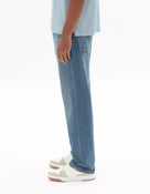 Straight Fit Stretch Cotton Jeans - Washed Blue