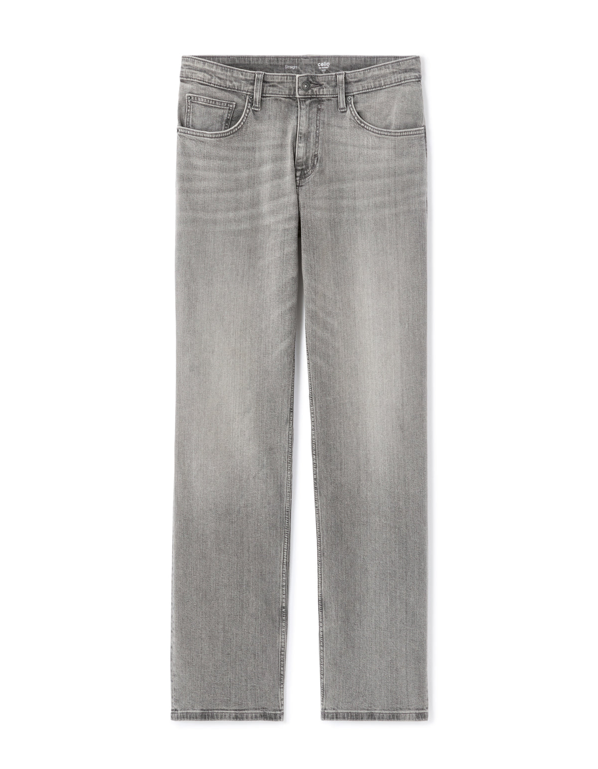 Straight Fit Stretch Cotton Jeans - Light Grey