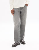 Straight Fit Stretch Cotton Jeans - Light Grey