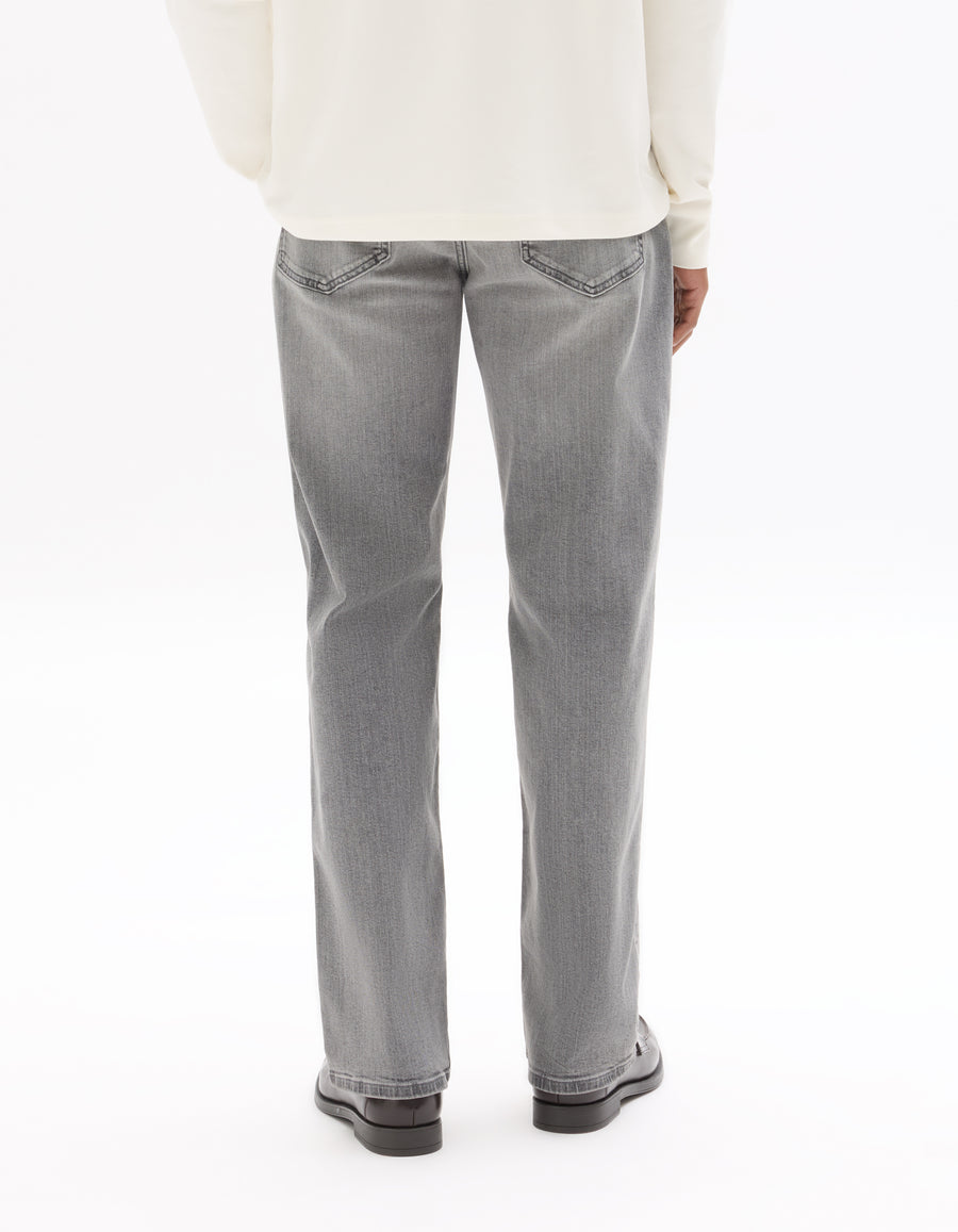 Straight Fit Stretch Cotton Jeans - Light Grey