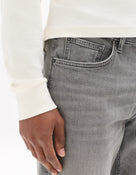 Straight Fit Stretch Cotton Jeans - Light Grey