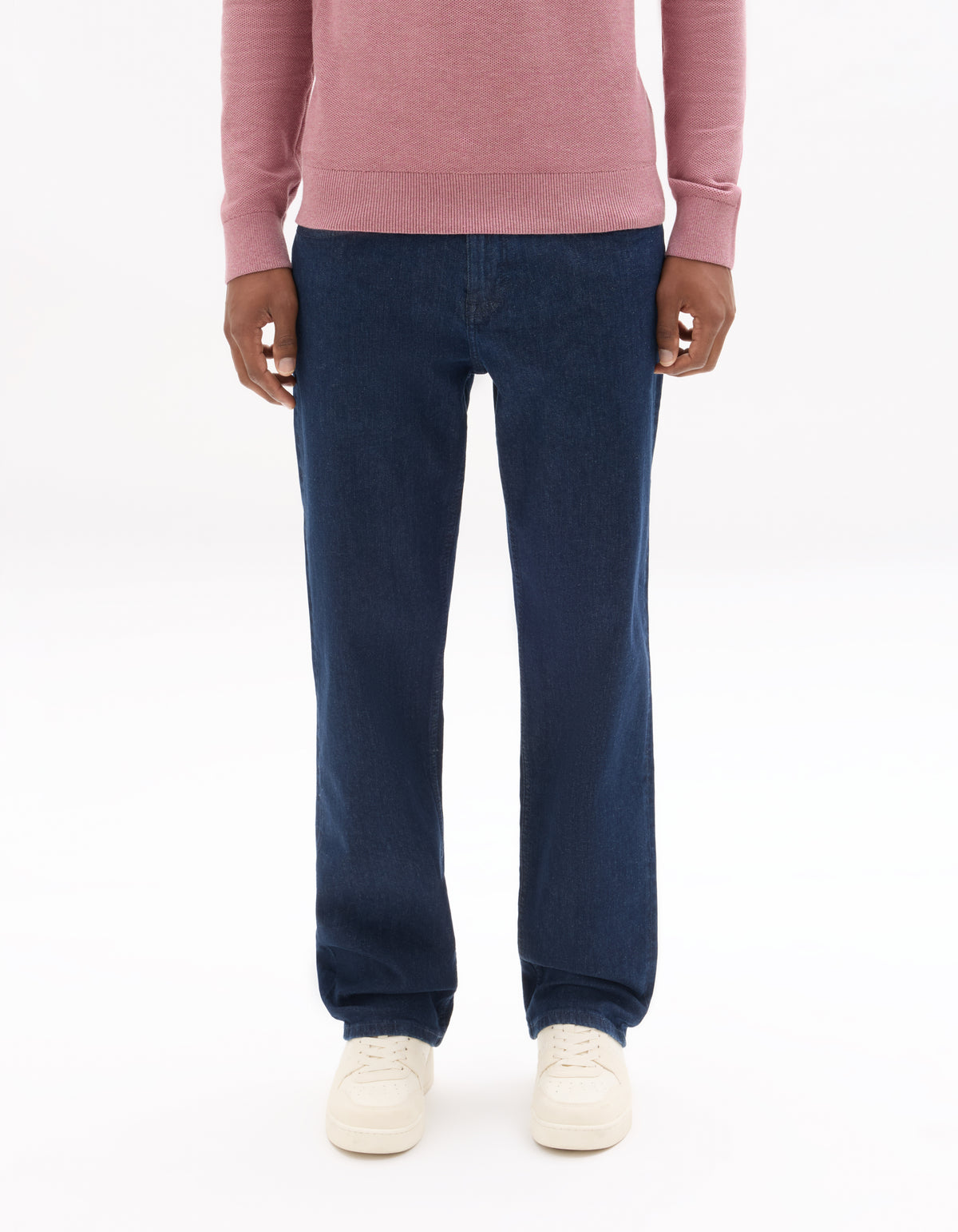 Straight Fit Stretch Cotton Jeans - Blue