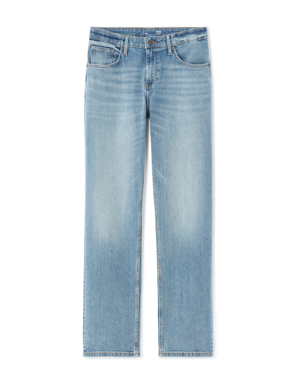 Straight Fit Stretch Cotton Jeans - Light Blue