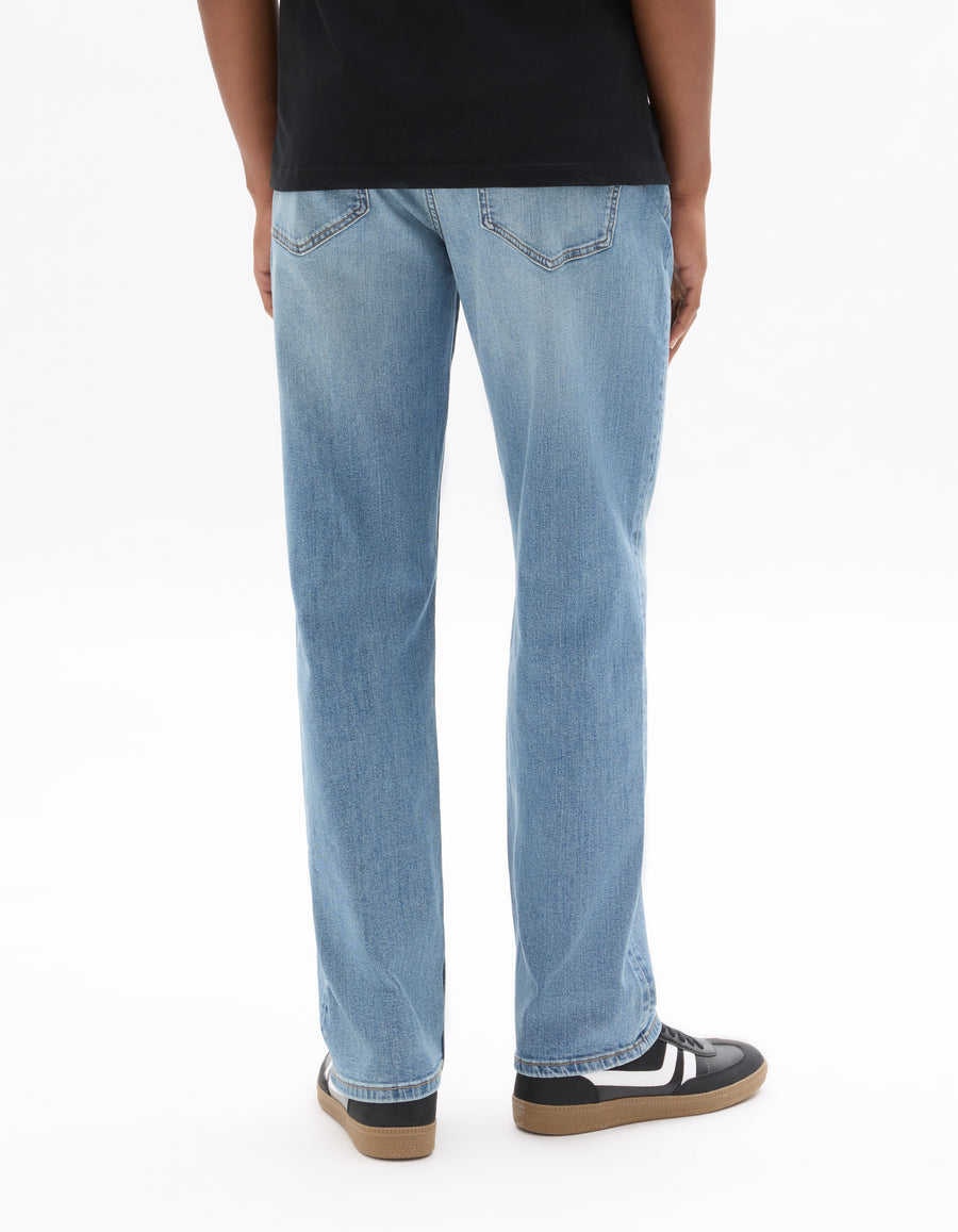 Straight Fit Stretch Cotton Jeans - Light Blue