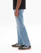 Straight Fit Stretch Cotton Jeans - Light Blue