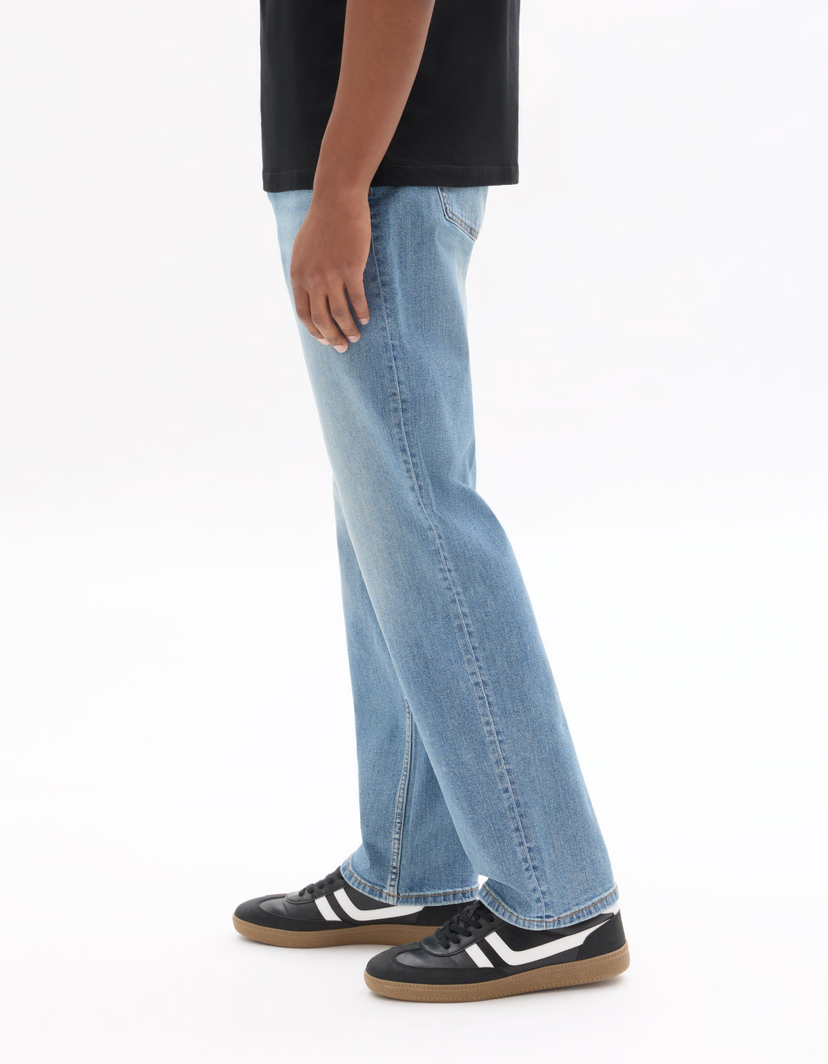 Straight Fit Stretch Cotton Jeans - Light Blue