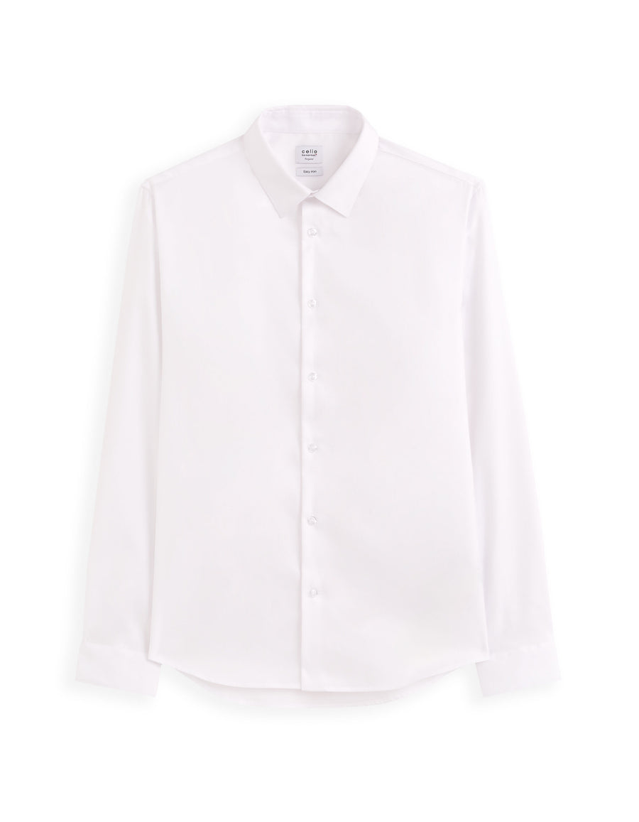 Regular Fit 100% Cotton Spread Collar Shirt - White