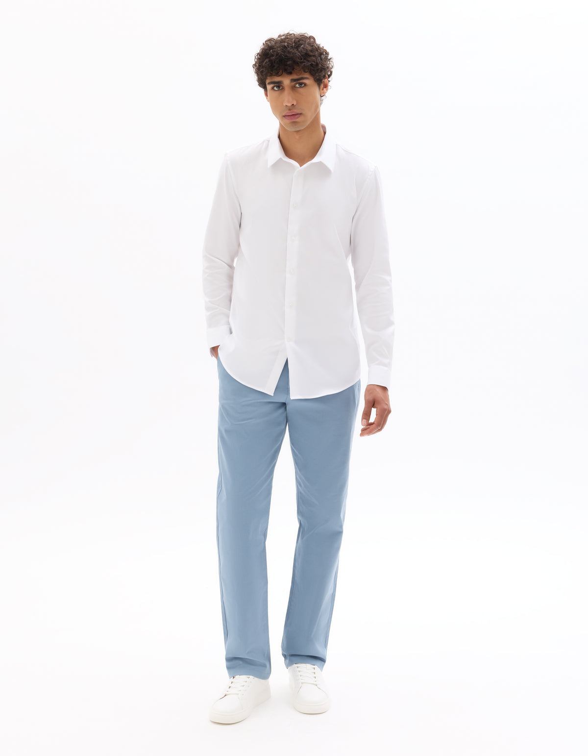 Regular Fit 100% Cotton Spread Collar Shirt - White