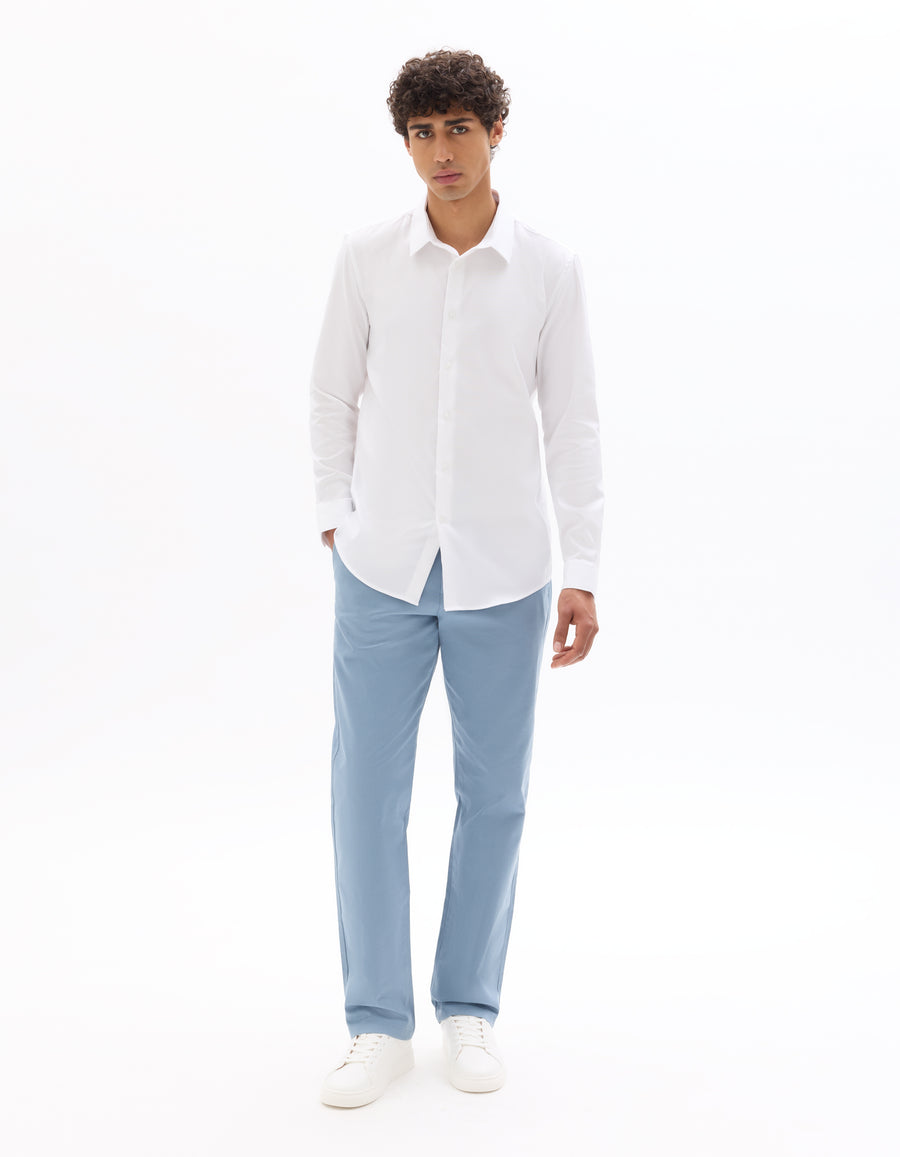 Regular Fit 100% Cotton Spread Collar Shirt - White